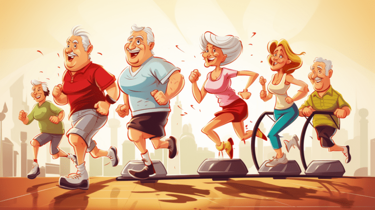 연령대에 상관없이 저강도 운동을 하는 모습의 그림