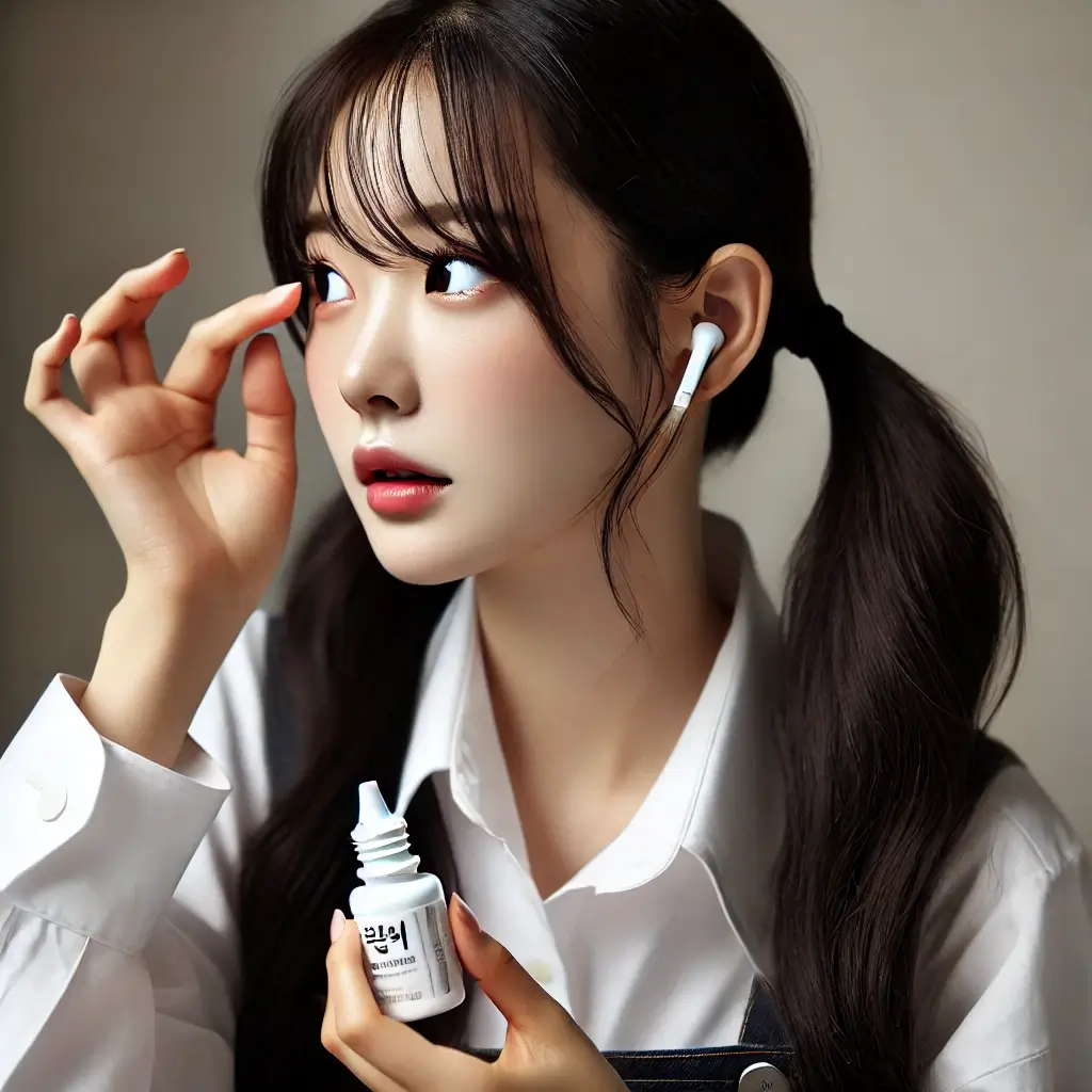 안구건조증 증상 완화하기 인공 눈물을 사용하는 모습